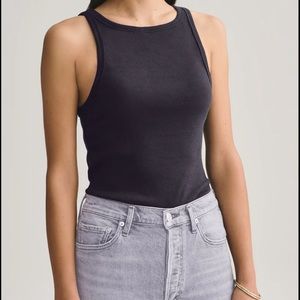 Agolde Rib High Neck Tank Black Small